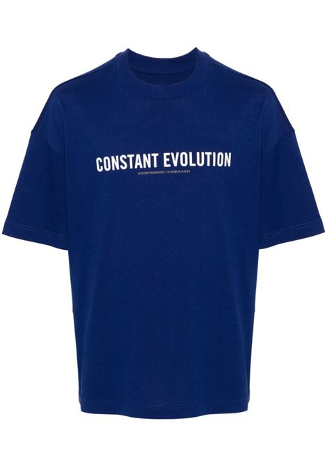 Blue logo-print T-shirt Emporio Armani - men